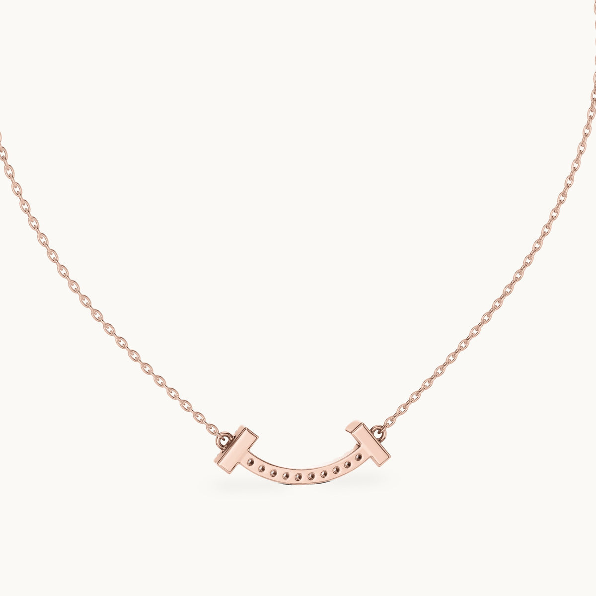 Round lab-grown diamond curved pave bar pendant in rose gold, 0.38 CT TW, view 4