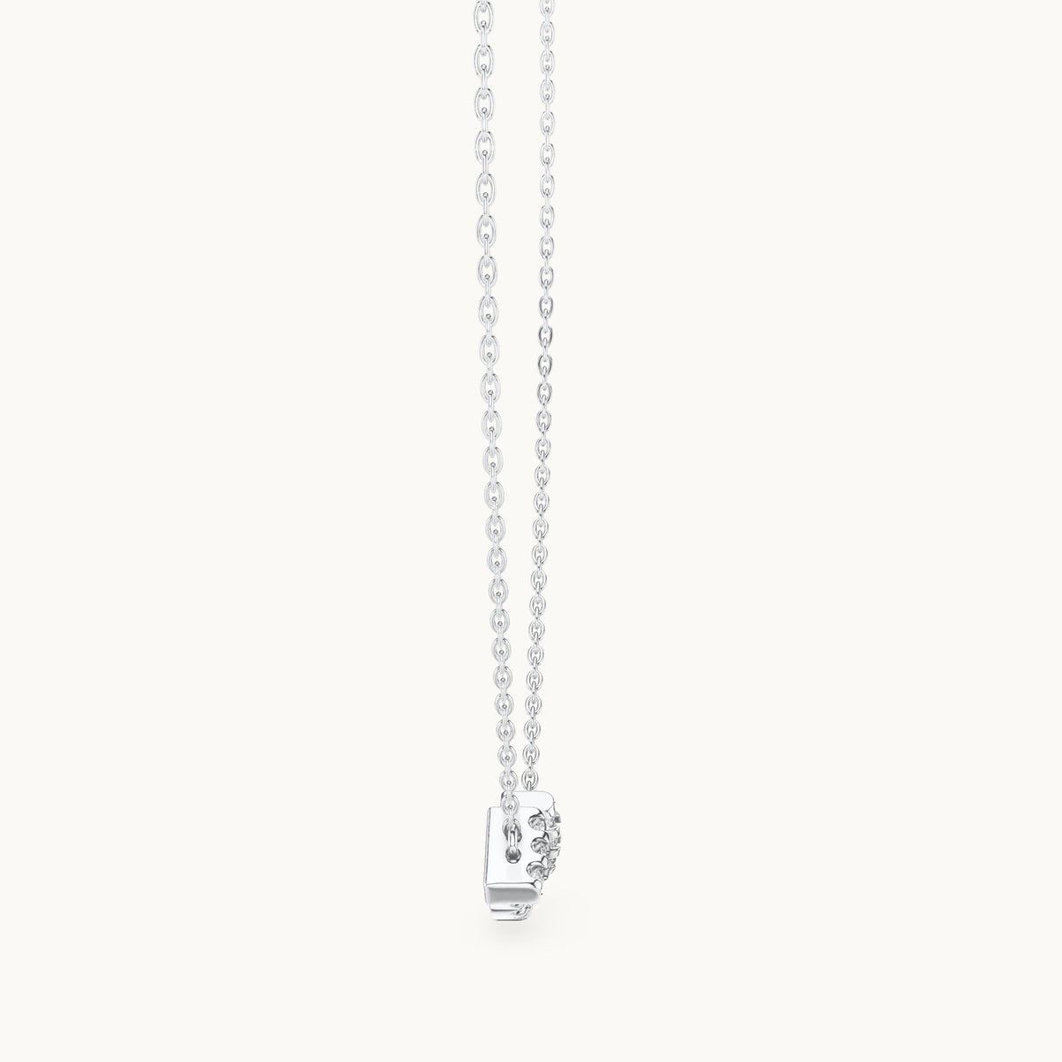 Round lab-grown diamond curved pave bar pendant in white gold, 0.38 CT TW, view 3
