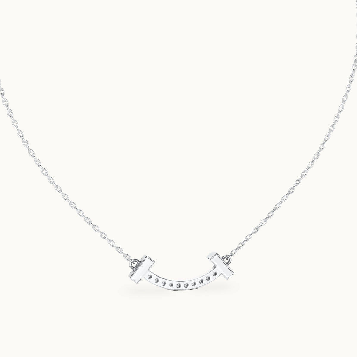 Round lab-grown diamond curved pave bar pendant in white gold, 0.38 CT TW, view 4