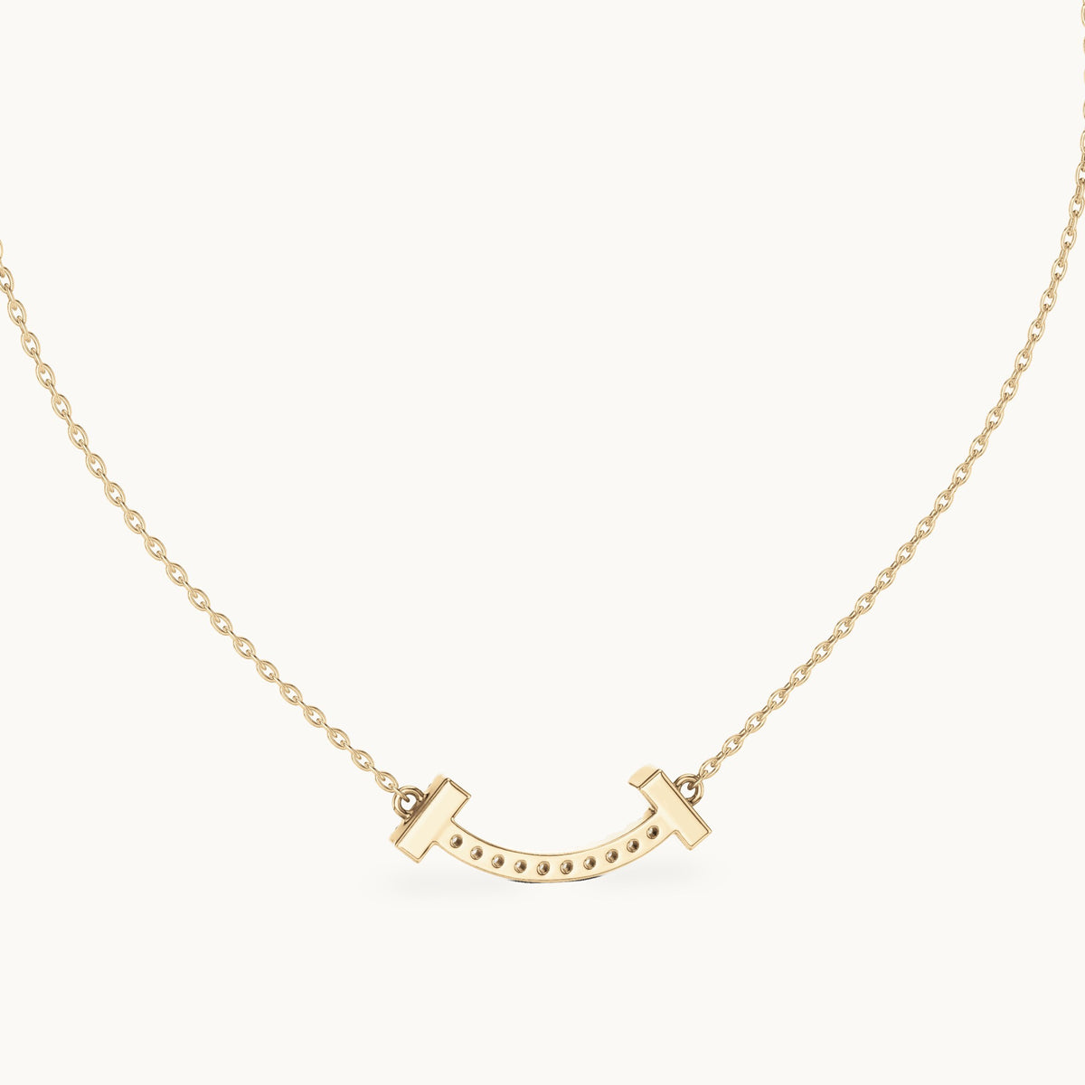 Round lab-grown diamond curved pave bar pendant in yellow gold, 0.38 CT TW, view 4