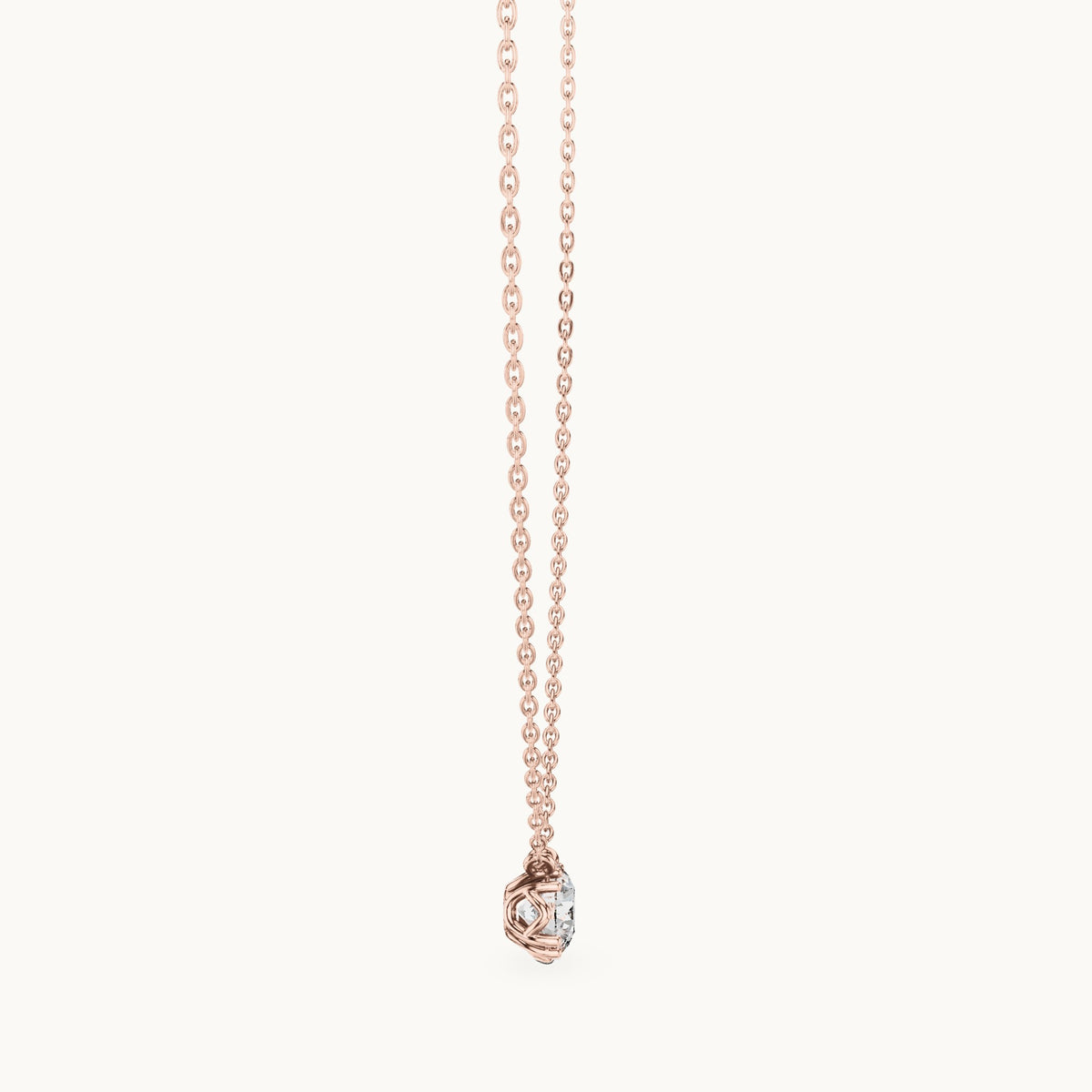 Round lab-grown diamond side-loop solitaire pendant in rose gold, 1.00 CT TW, view 3