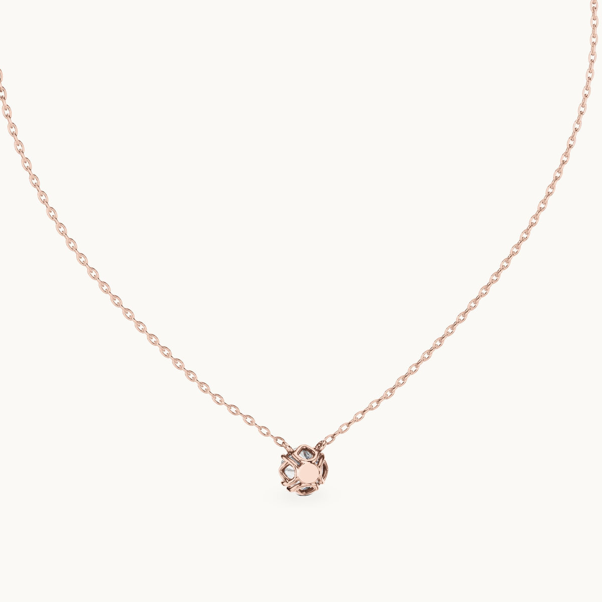 Round lab-grown diamond side-loop solitaire pendant in rose gold, 1.00 CT TW, view 4