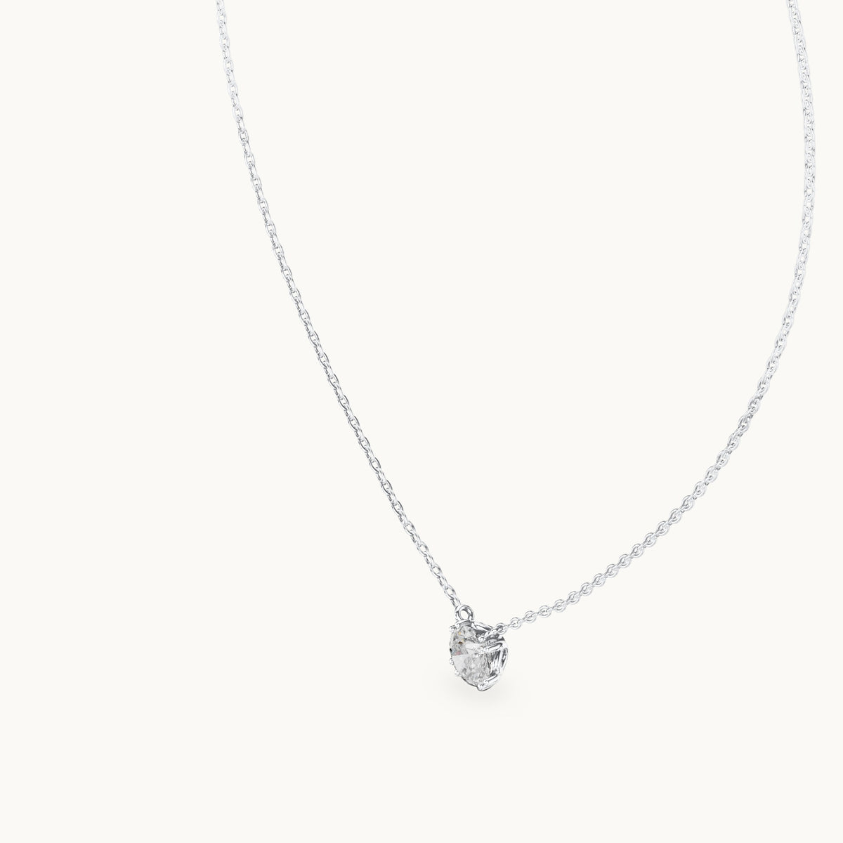 Round lab-grown diamond side-loop solitaire pendant in white gold, 1.00 CT TW, view 2