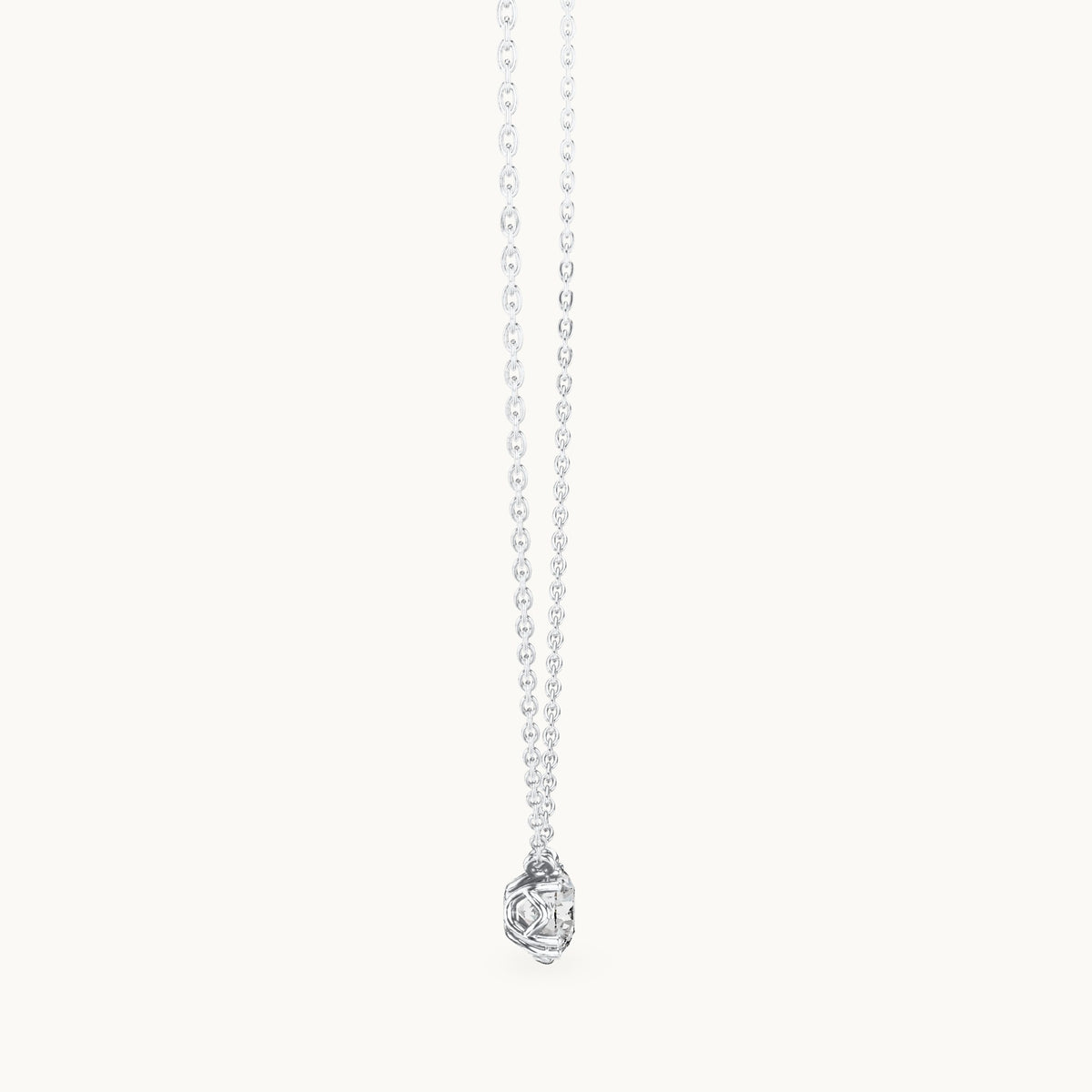 Round lab-grown diamond side-loop solitaire pendant in white gold, 1.00 CT TW, view 3