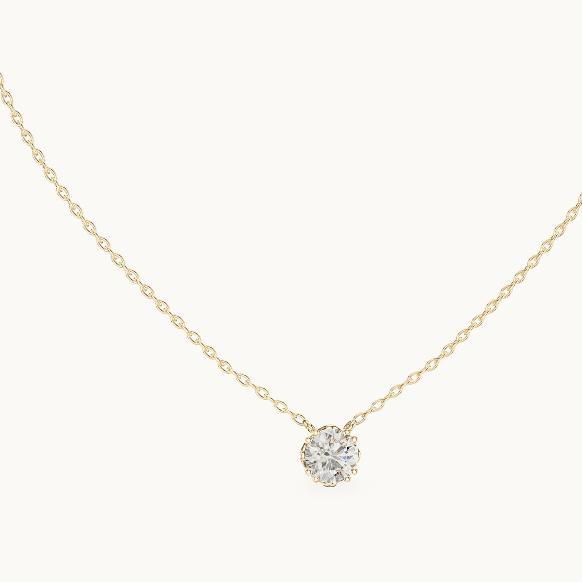 Round lab-grown diamond side-loop solitaire pendant in yellow gold, 1.00 CT TW, view 1