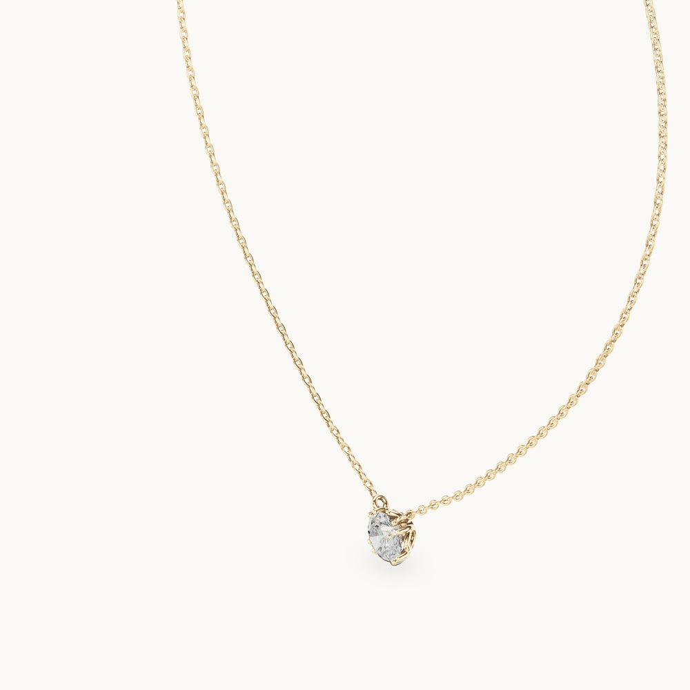 Round lab-grown diamond side-loop solitaire pendant in yellow gold, 1.00 CT TW, view 2