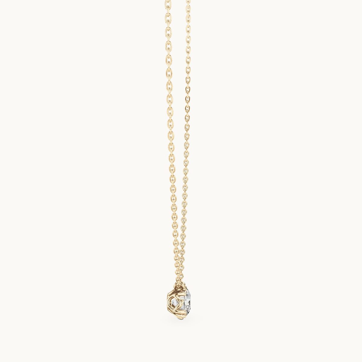 Round lab-grown diamond side-loop solitaire pendant in yellow gold, 1.00 CT TW, view 3
