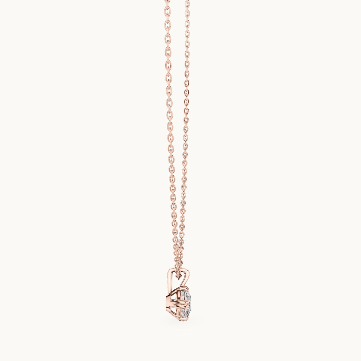 Round lab-grown diamond solitaire pendant in rose gold, 1.00 CT TW, view 3
