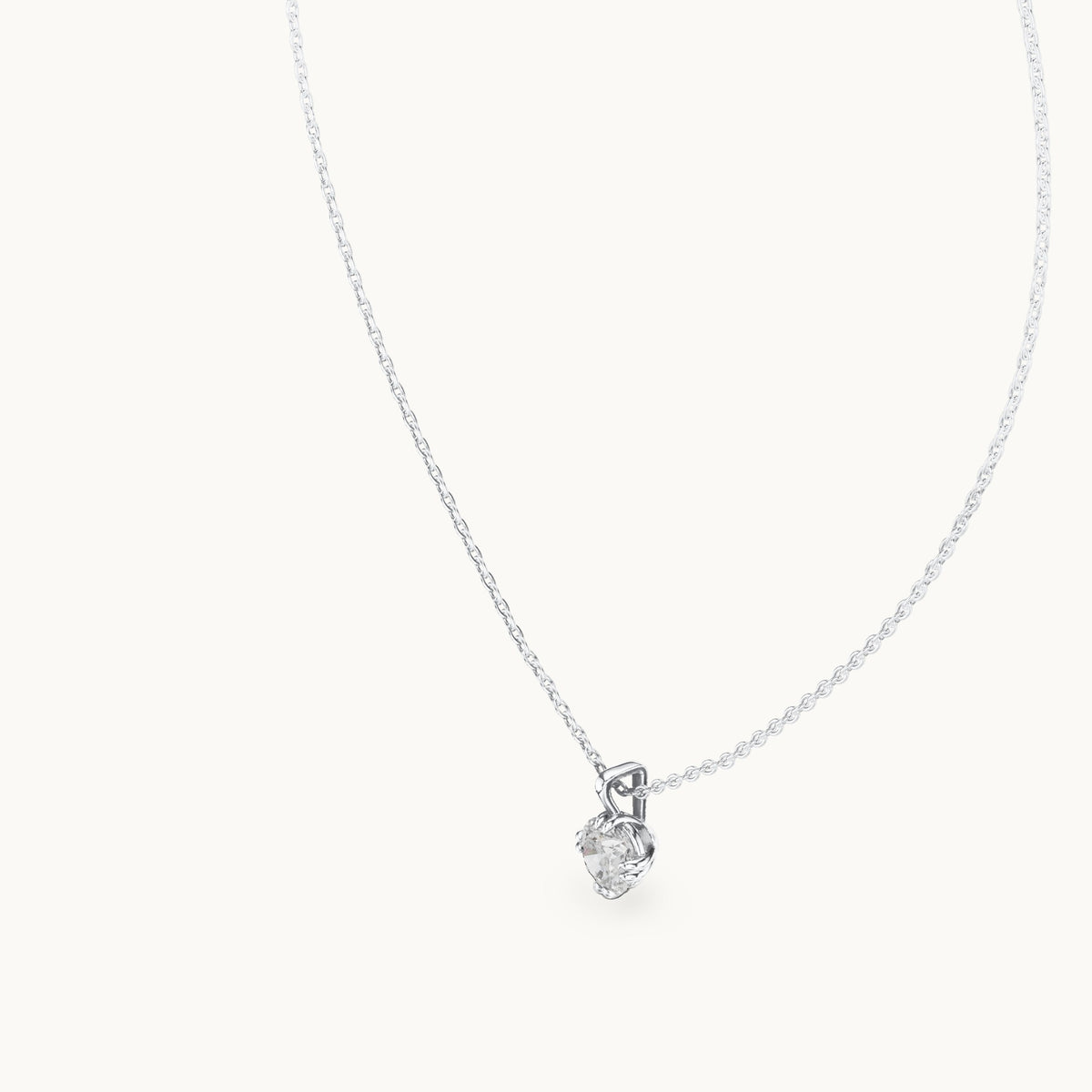Round lab-grown diamond solitaire pendant in white gold, 1.00 CT TW, view 2