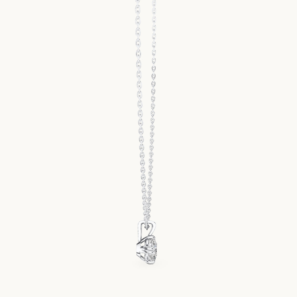 Round lab-grown diamond solitaire pendant in white gold, 1.00 CT TW, view 3