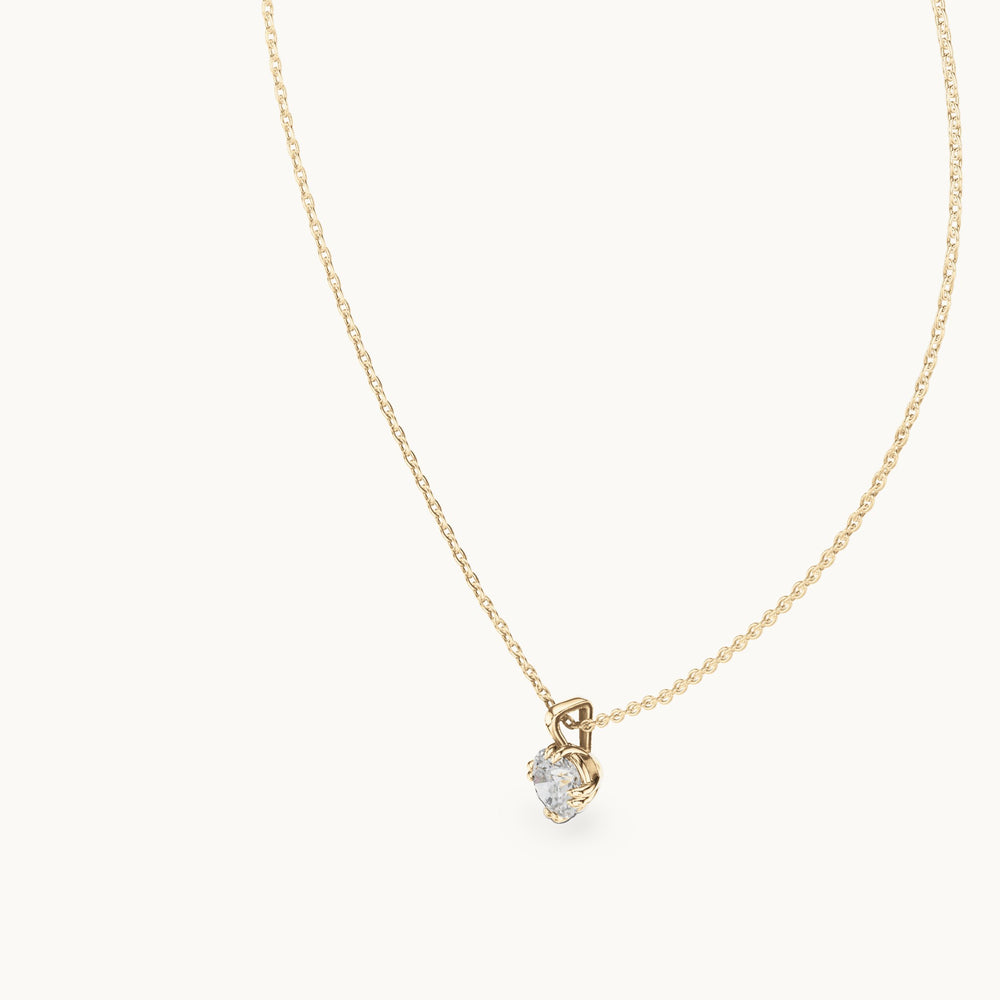 Round lab-grown diamond solitaire pendant in yellow gold, 1.00 CT TW, view 2