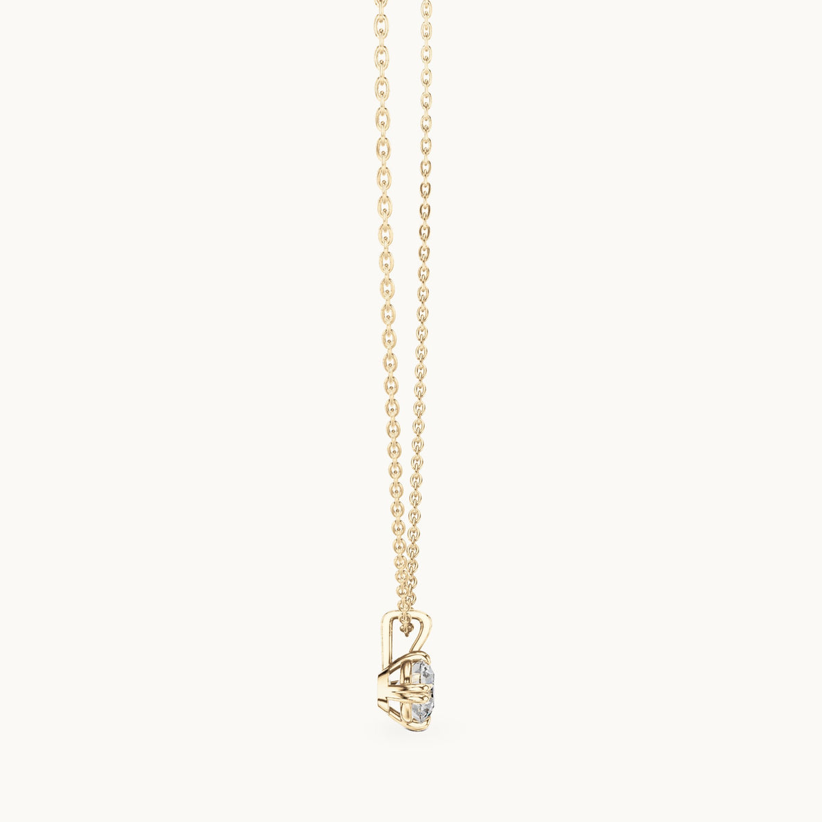 Round lab-grown diamond solitaire pendant in yellow gold, 1.00 CT TW, view 3