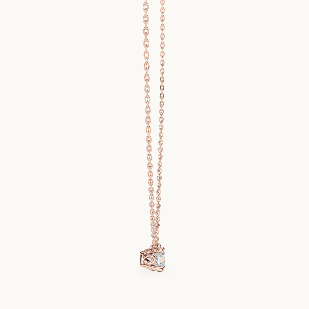 Round lab-grown diamond floating solitaire pendant in rose gold, 0.85 CT TW, view 3