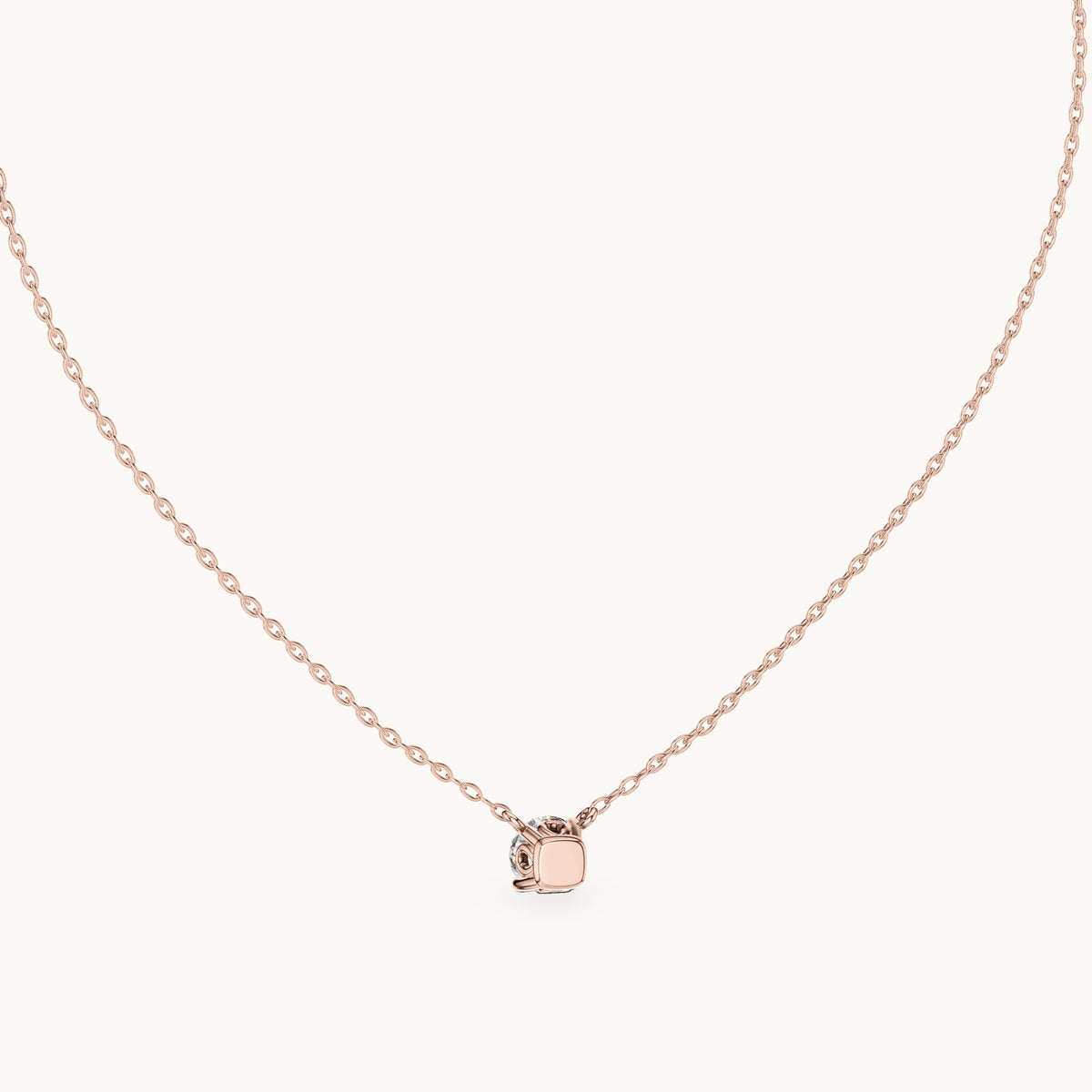 Round lab-grown diamond floating solitaire pendant in rose gold, 0.85 CT TW, view 4