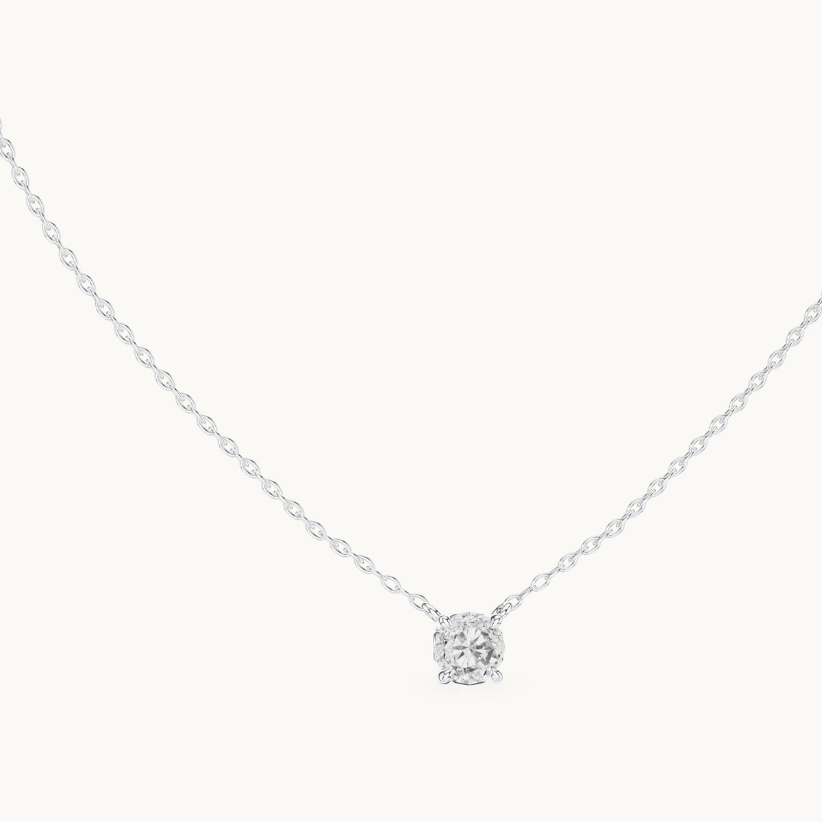 Round lab-grown diamond floating solitaire pendant in white gold, 0.85 CT TW, view 1