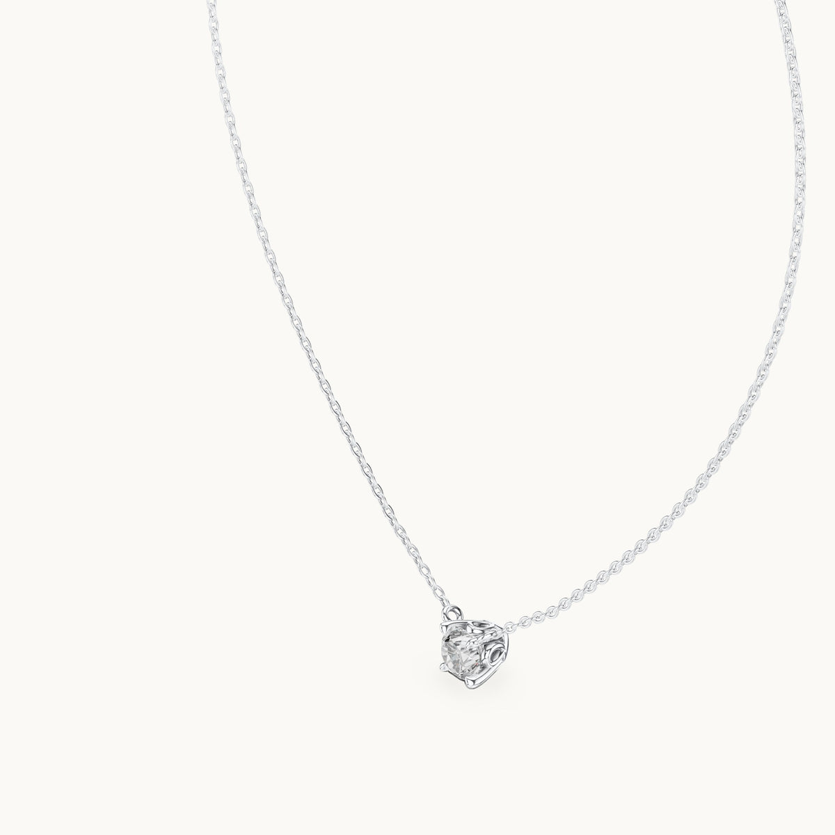 Round lab-grown diamond floating solitaire pendant in white gold, 0.85 CT TW, view 2