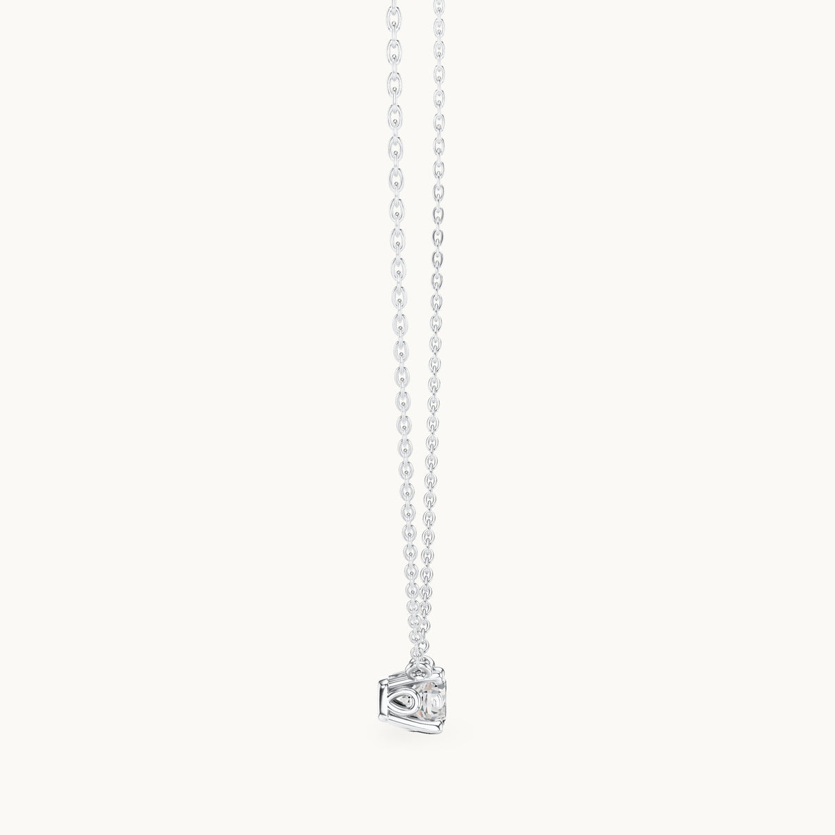 Round lab-grown diamond floating solitaire pendant in white gold, 0.85 CT TW, view 3
