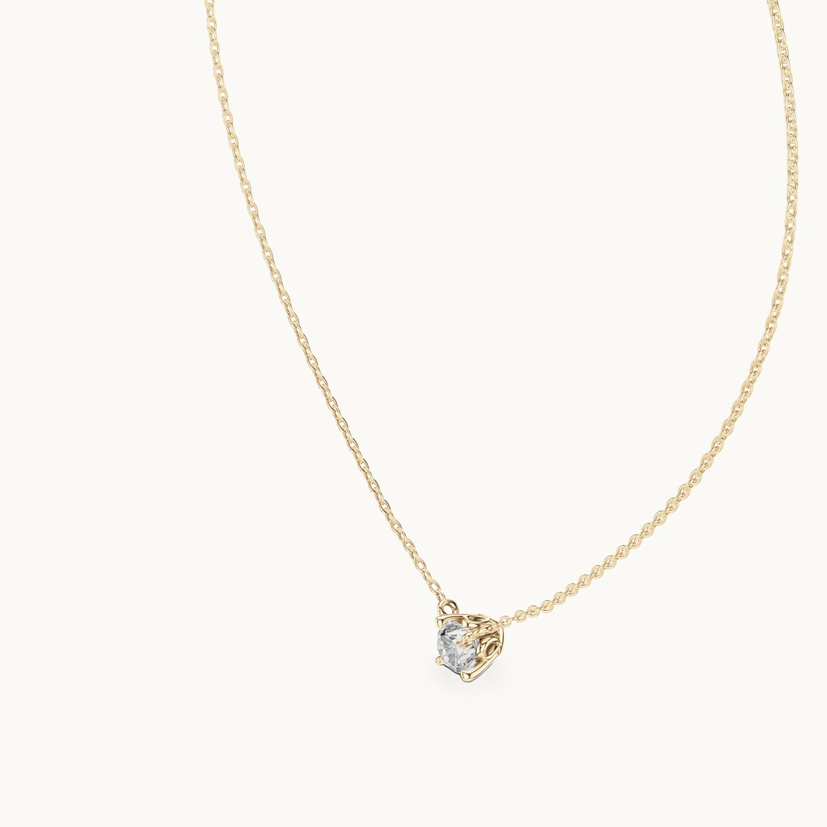 Round lab-grown diamond floating solitaire pendant in yellow gold, 0.85 CT TW, view 2