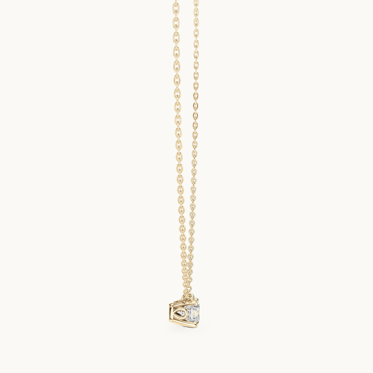 Round lab-grown diamond floating solitaire pendant in yellow gold, 0.85 CT TW, view 3