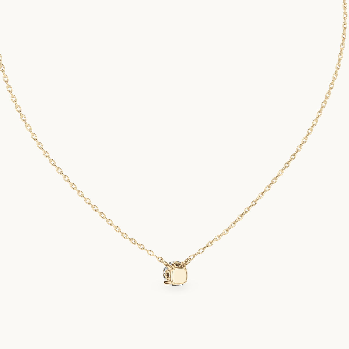 Round lab-grown diamond floating solitaire pendant in yellow gold, 0.85 CT TW, view 4