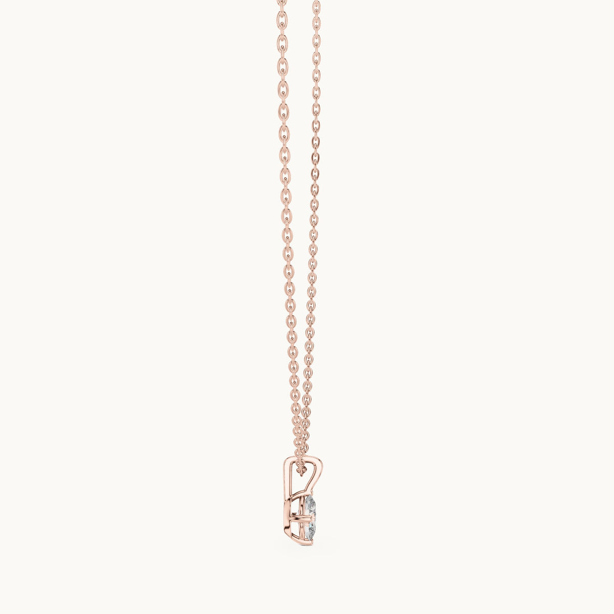 Oval lab-grown diamond solitaire drop pendant in rose gold, 0.50 CT TW, view 3
