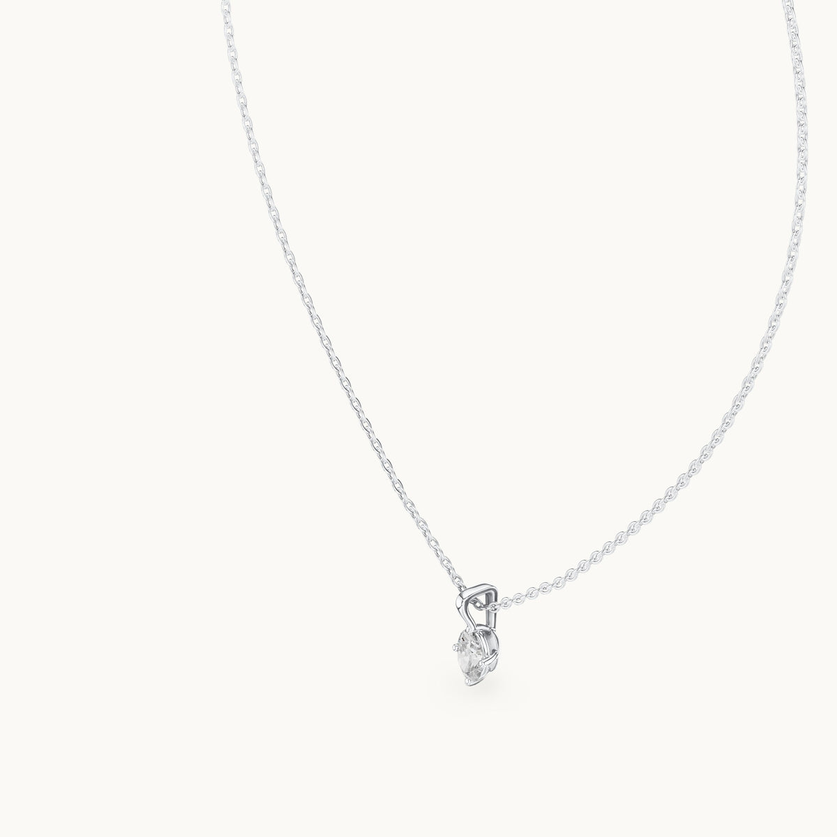 Oval lab-grown diamond solitaire drop pendant in white gold, 0.50 CT TW, view 2
