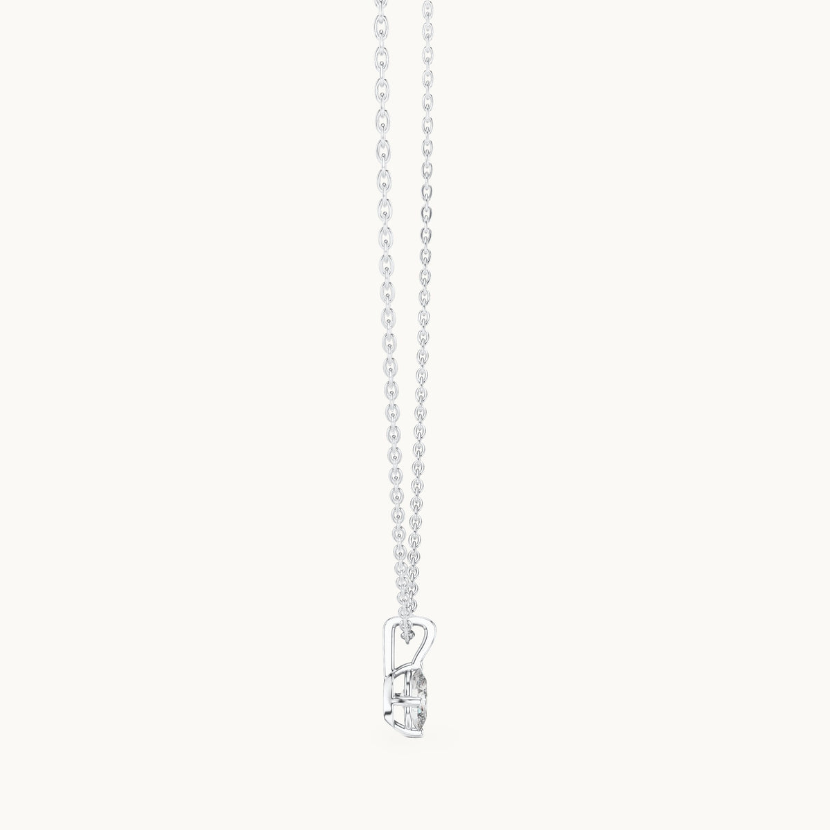 Oval lab-grown diamond solitaire drop pendant in white gold, 0.50 CT TW, view 3