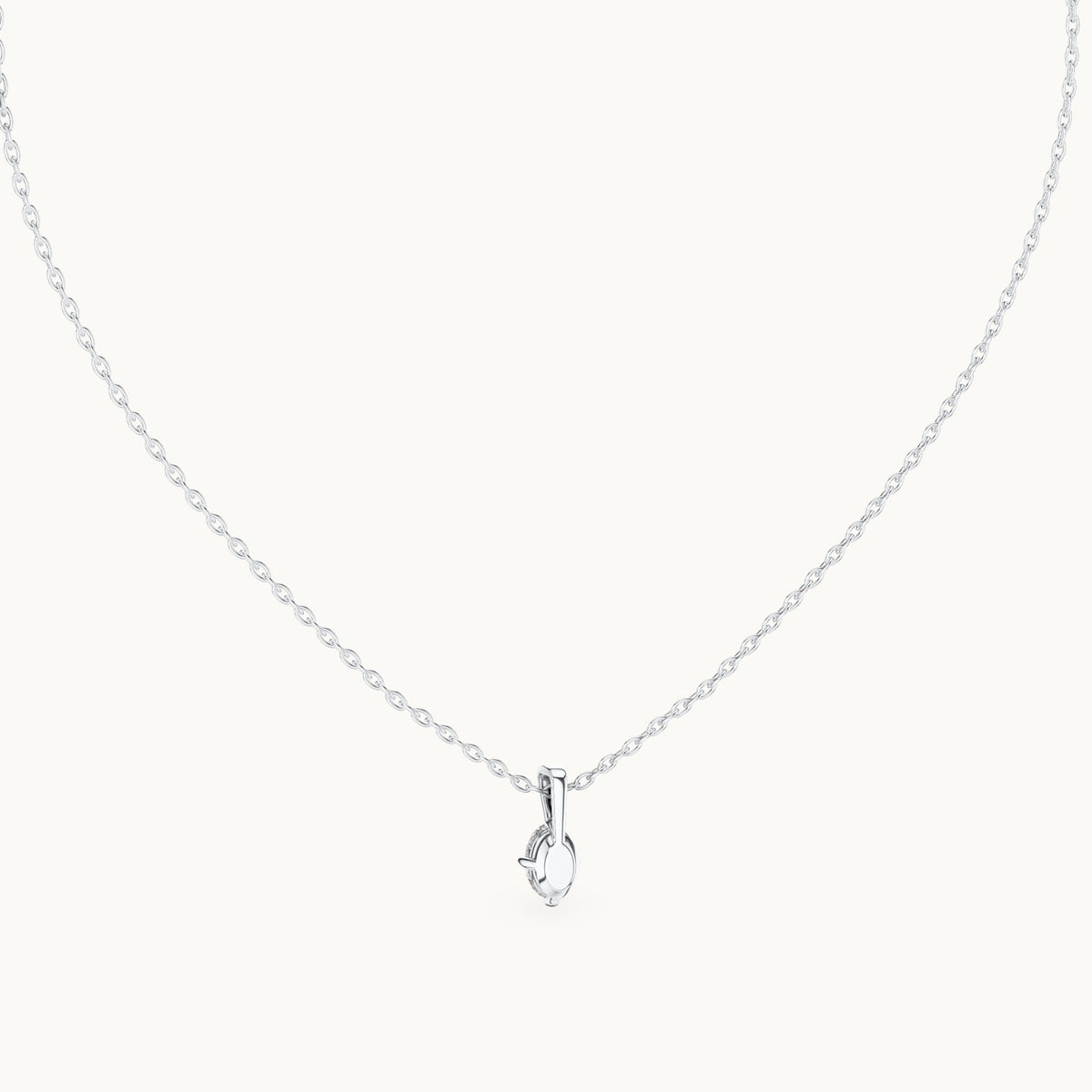 Oval lab-grown diamond solitaire drop pendant in white gold, 0.50 CT TW, view 4