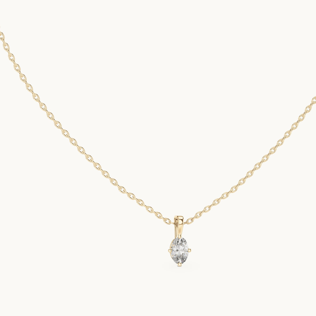 Oval lab-grown diamond solitaire drop pendant in yellow gold, 0.50 CT TW, view 1