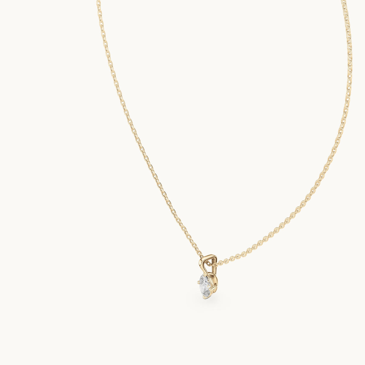 Oval lab-grown diamond solitaire drop pendant in yellow gold, 0.50 CT TW, view 2