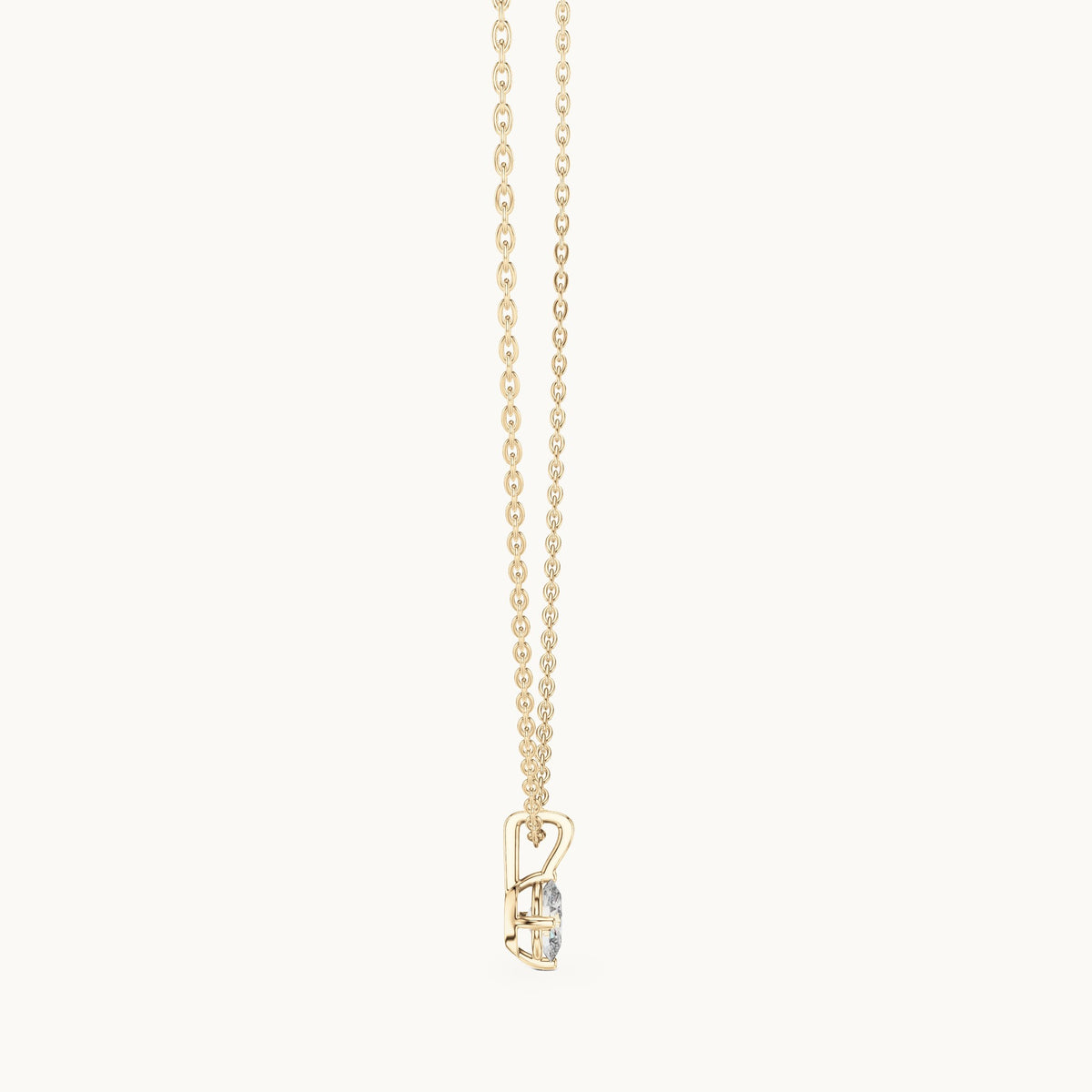Oval lab-grown diamond solitaire drop pendant in yellow gold, 0.50 CT TW, view 3