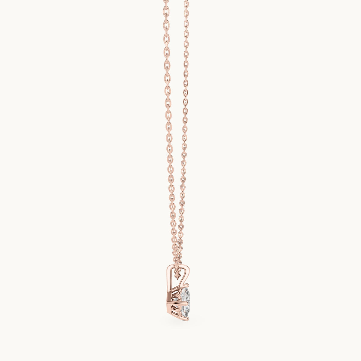Princess-cut lab-grown diamond solitaire pendant in rose gold, 0.75 CT TW, view 3