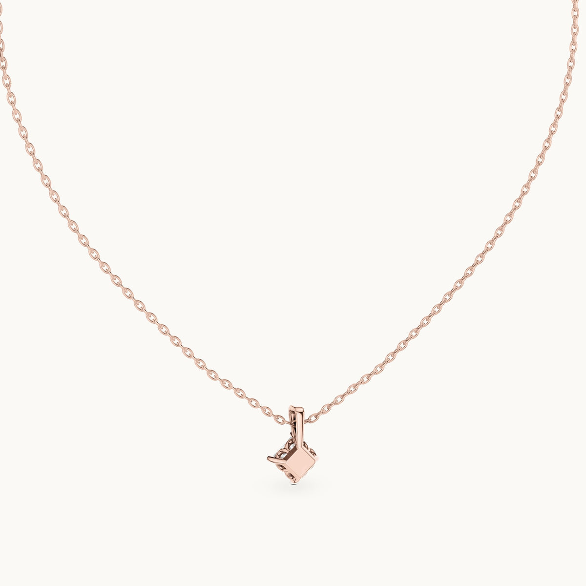 Princess-cut lab-grown diamond solitaire pendant in rose gold, 0.75 CT TW, view 4