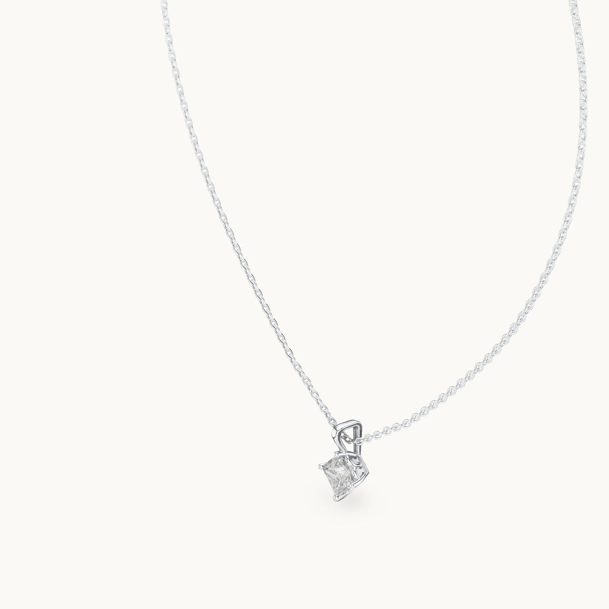 Princess-cut lab-grown diamond solitaire pendant in white gold, 0.75 CT TW, view 2