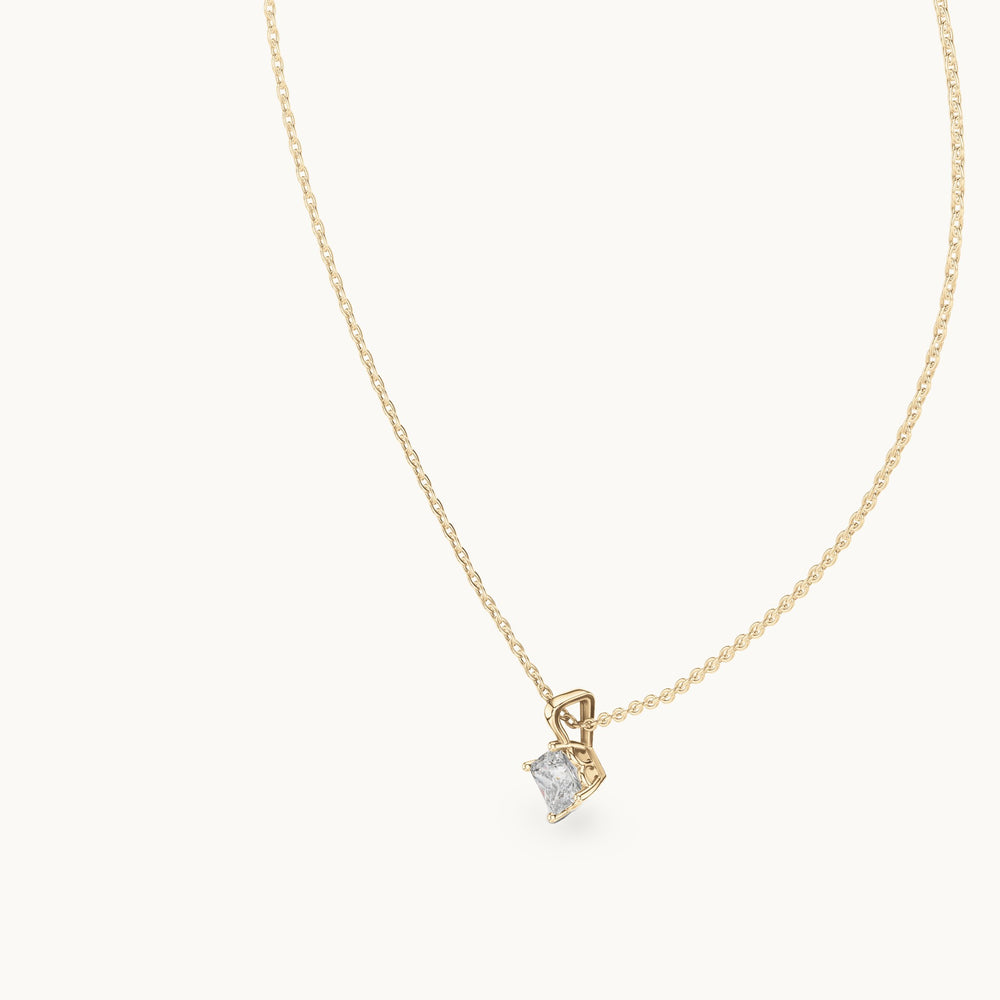 Princess-cut lab-grown diamond solitaire pendant in yellow gold, 0.75 CT TW, view 2