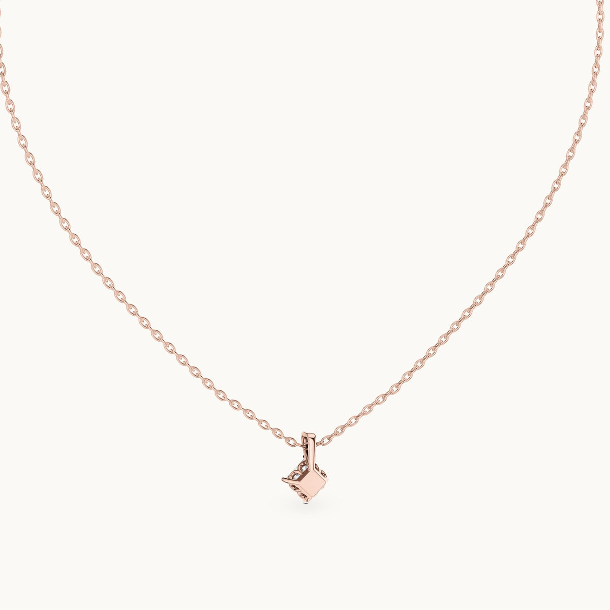Princess-cut lab-grown diamond kite-set solitaire drop pendant in rose gold, 0.50 CT TW, view 4