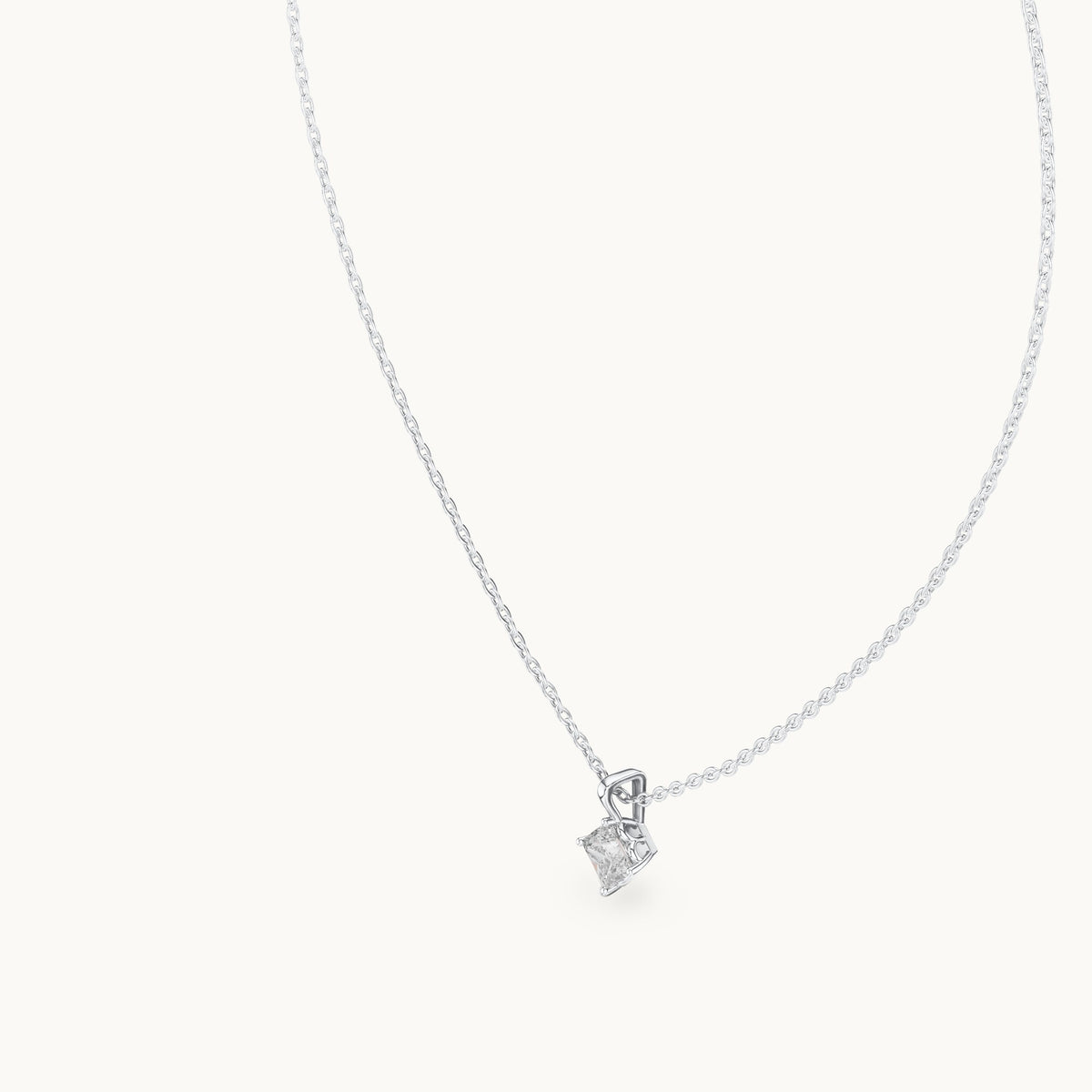 Princess-cut lab-grown diamond kite-set solitaire drop pendant in white gold, 0.50 CT TW, view 2