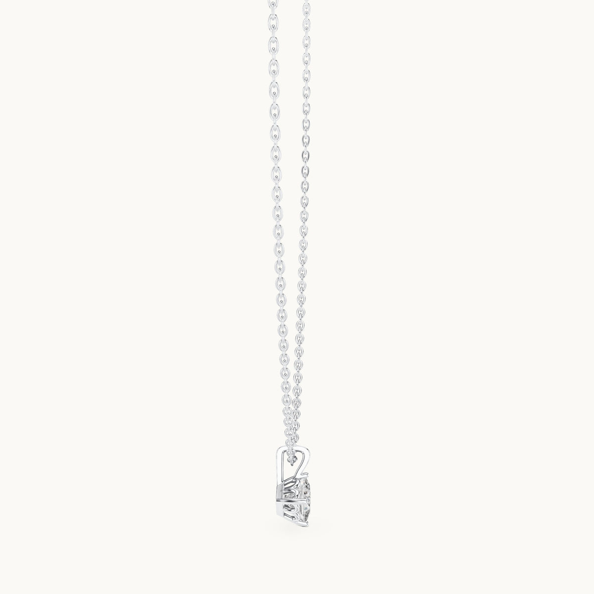 Princess-cut lab-grown diamond kite-set solitaire drop pendant in white gold, 0.50 CT TW, view 3