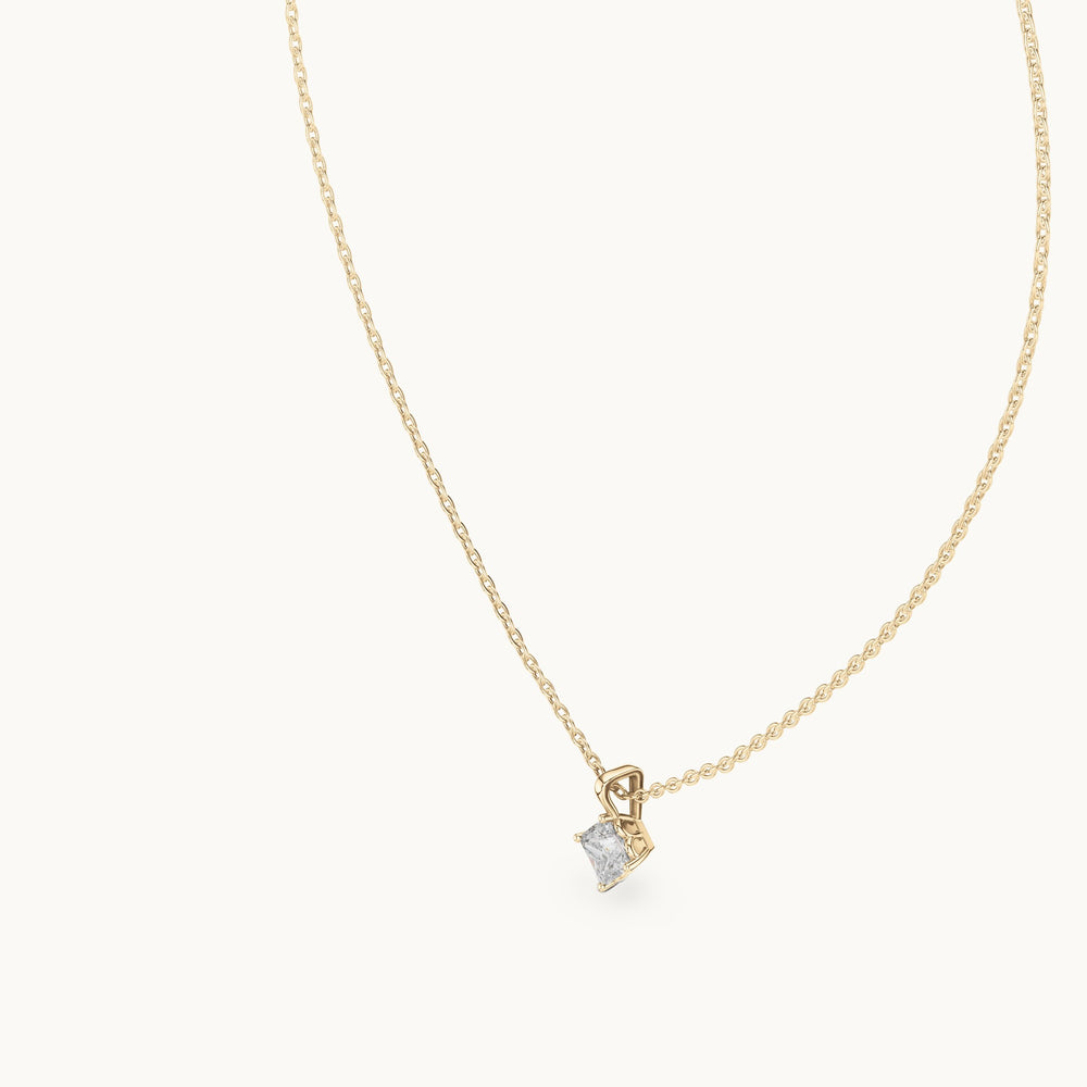 Princess-cut lab-grown diamond kite-set solitaire drop pendant in yellow gold, 0.50 CT TW, view 2