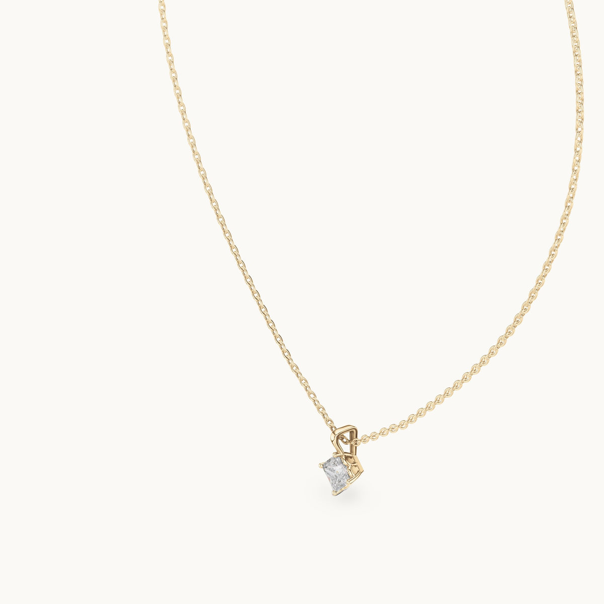 Princess-cut lab-grown diamond kite-set solitaire drop pendant in yellow gold, 0.50 CT TW, view 2