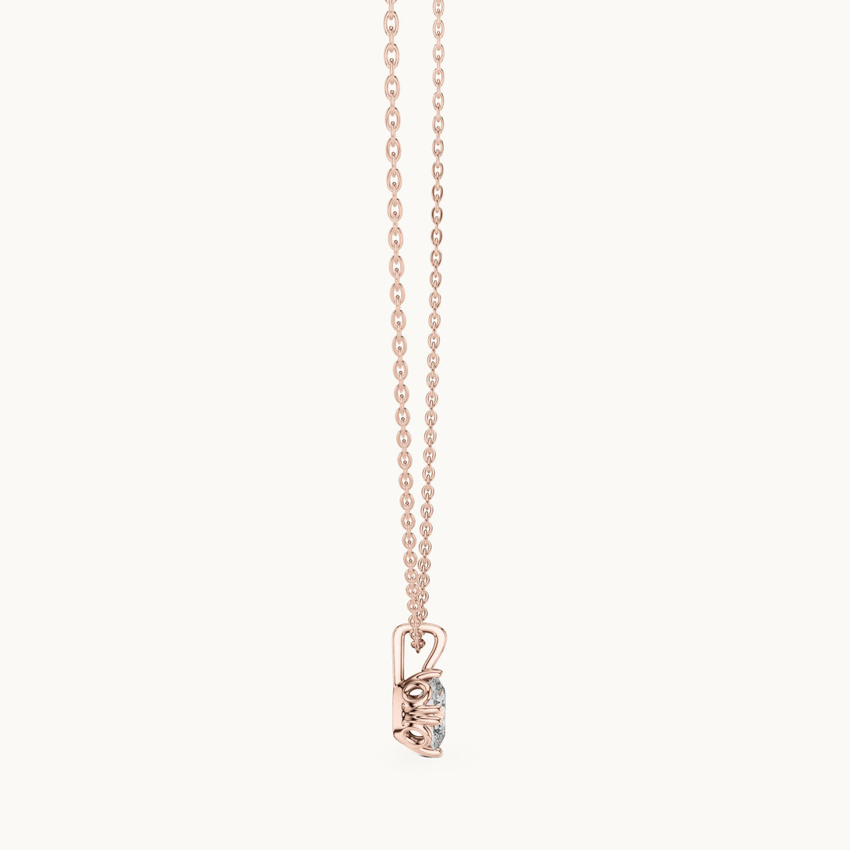 Oval lab-grown diamond solitaire pendant in rose gold, 0.75 CT TW, view 3