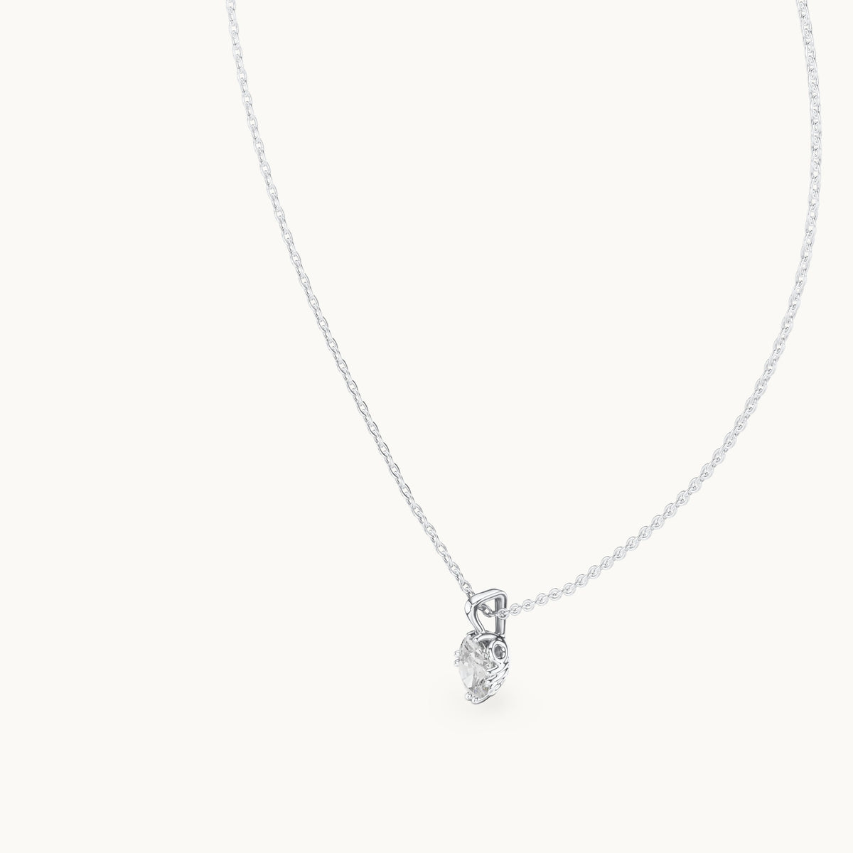 Oval lab-grown diamond solitaire pendant in white gold, 0.75 CT TW, view 2