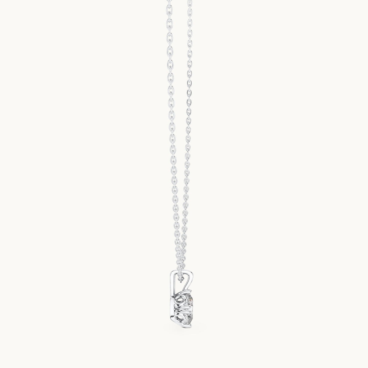 Oval lab-grown diamond solitaire pendant in white gold, 0.75 CT TW, view 3