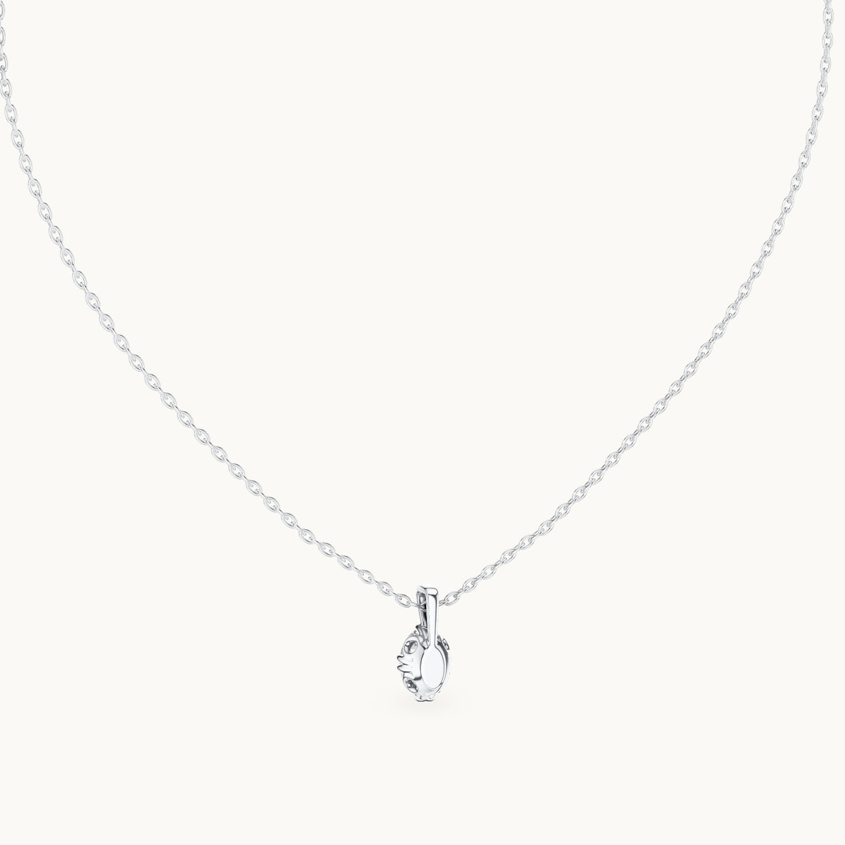 Oval lab-grown diamond solitaire pendant in white gold, 0.75 CT TW, view 4