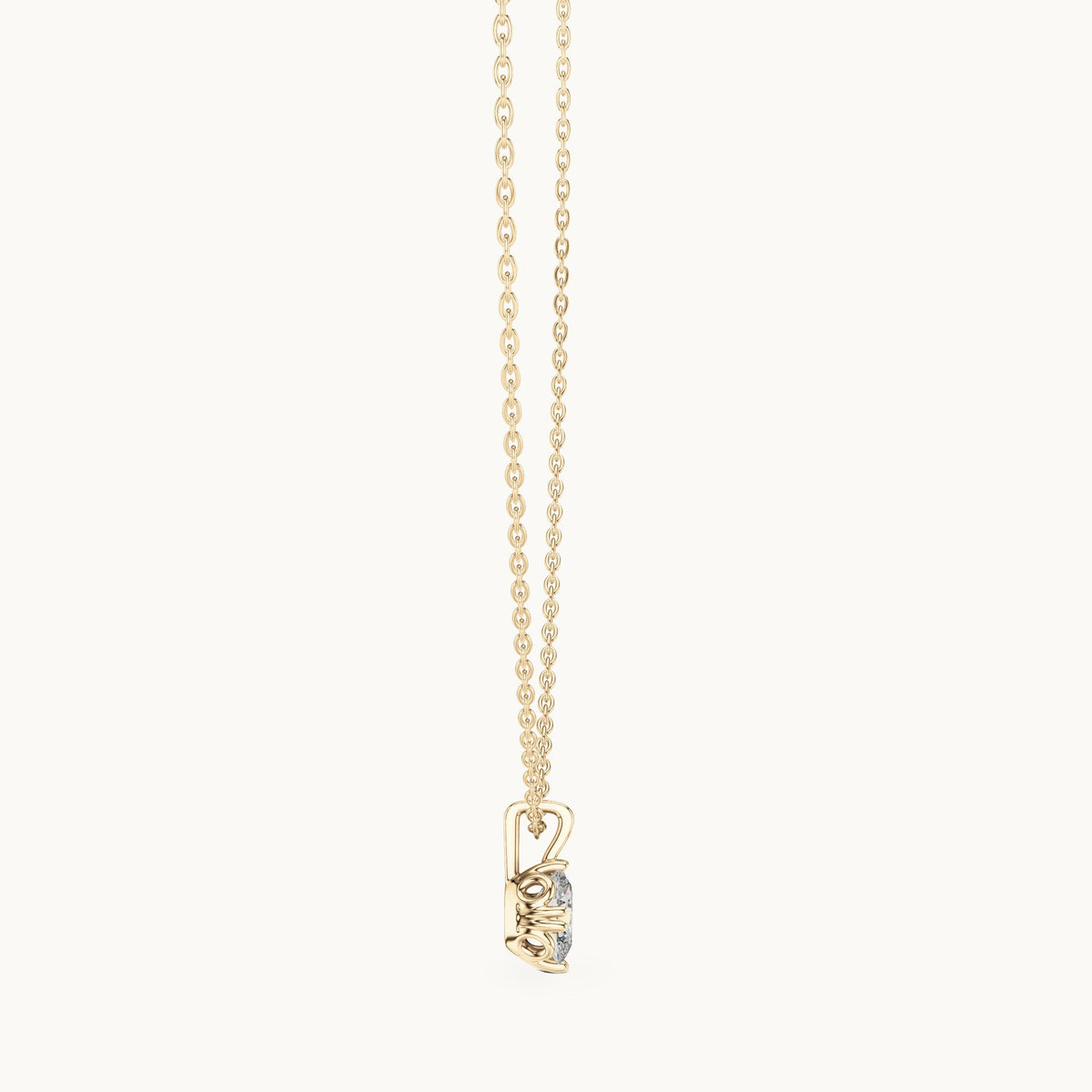 Oval lab-grown diamond solitaire pendant in yellow gold, 0.75 CT TW, view 3