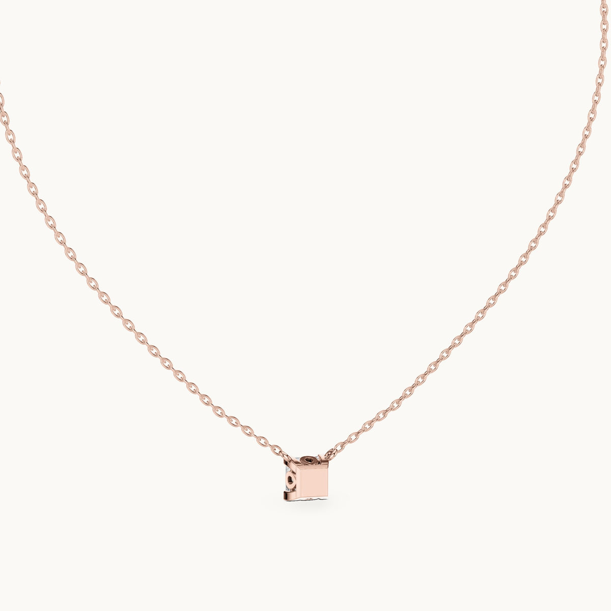 Princess-cut lab-grown diamond floating solitaire pendant in rose gold, 1.00 CT TW, view 4