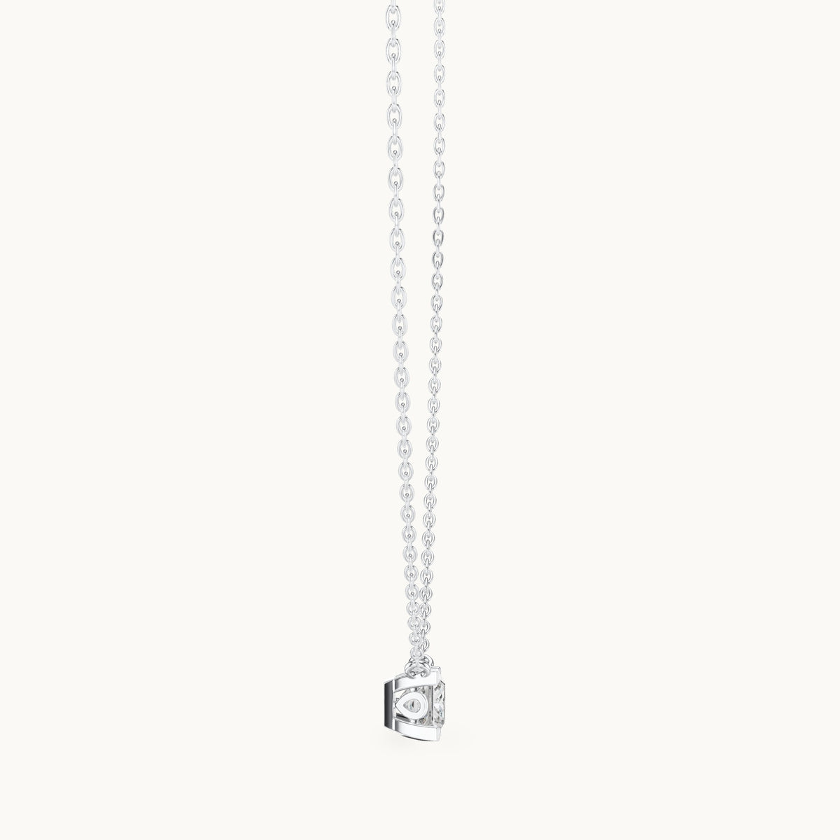 Princess-cut lab-grown diamond floating solitaire pendant in white gold, 1.00 CT TW, view 3