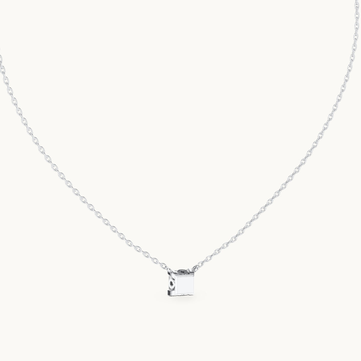 Princess-cut lab-grown diamond floating solitaire pendant in white gold, 1.00 CT TW, view 4