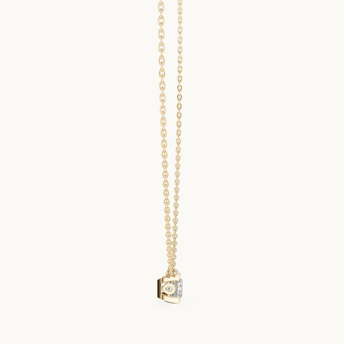 Princess-cut lab-grown diamond floating solitaire pendant in yellow gold, 1.00 CT TW, view 3