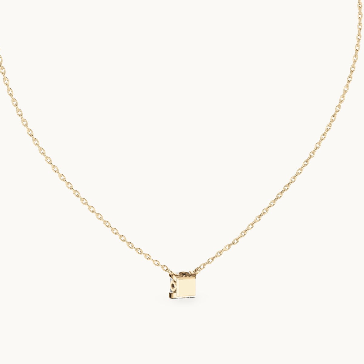 Princess-cut lab-grown diamond floating solitaire pendant in yellow gold, 1.00 CT TW, view 4